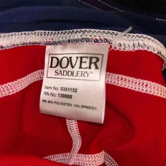 Dover Sadlers equine tech leggings with silicon seat, blue, and red blocking xs - Picture 5 of 6